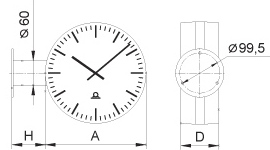 Двухсторонние часы с монтажным комплектом WS